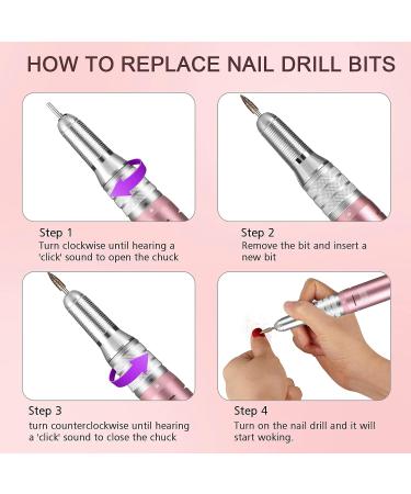 35000RPM Portable Nail Drill Machine - Rechargeable Professional Electric Efile for Acrylic Gel Nails - Cordless Rose Gold - Buy Online on GoSupps.com
