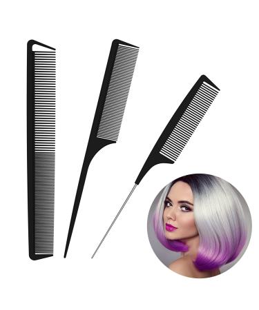 3PCS Combs Hairdressing Comb Set Pintail Combs Fine Tooth Comb Parting Comb Effective for Curling Styling Hair Durable Sturdy Design Home Use Professional Comfortable Heat-resistant & Anti-static 3 count (Pack of 1)