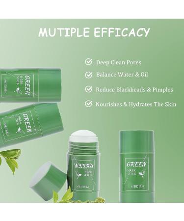 4Pcs Green Tea Clay Stick Mask Set - Blackhead Remover, Pore Cleansing, Moisturizing, Skin Brightening - Suitable for All Skin Types - Buy Online on GoSupps.com