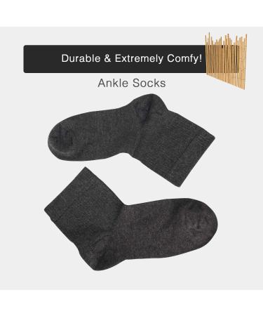 Cozyfeel Women's Diabetic Ankle Socks - 4 Pairs Bamboo Neuropathy Socks, Seamless Toe, Non-binding Top (Charcoal) - Buy Online on GoSupps.com