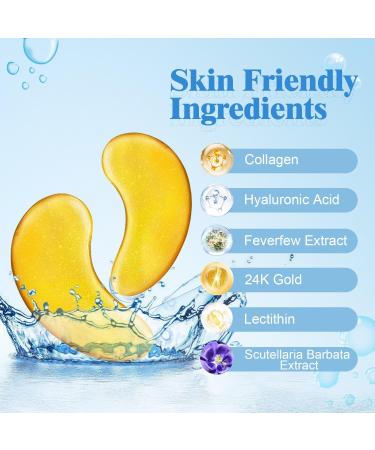 Under Eye Gel Patches Eye Pads Eye Mask Against Dark Circles Eye Bags Wrinkles Dark Circles & Puffiness Gold Eye Pads with Hyaluronic & Collagen for Anti-Ageing (1 Pair) - Buy Online on GoSupps.com