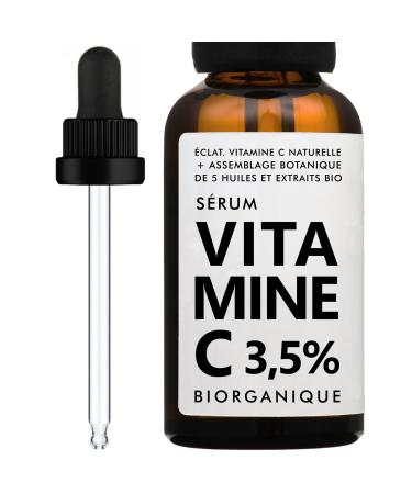 VITAMIN C Face Serum | 100% natural | With Organic Jojoba Oils + Organic Rosehip/Organic Licorice Extracts + Organic Marshmallow | Radiant/even complexion + Anti-Dark Spots + Elasticity | 30ml/9 ingredients