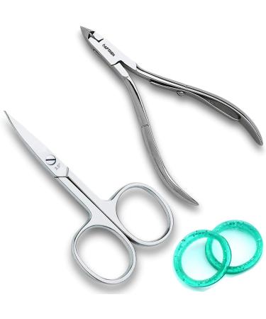 Professional Manicure Pedicure Set 3 Pieces Nail Scissors Nail File Tweezers Cuticle Scissors Kit (Polish Silver)