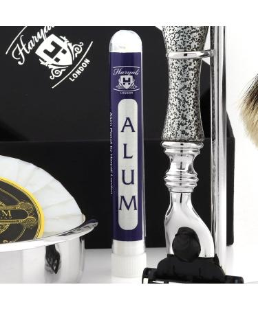 4Pc Men's Grooming & Shaving Kit - 3 Edge Razor Silver Tip Badger Brush Stand & Alum Pencil - Perfect Grooming Set for Men - Buy Online on GoSupps.com