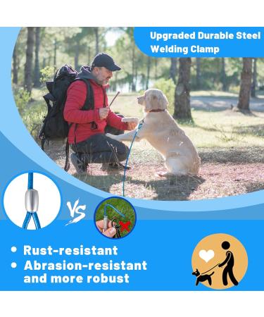 Haiyuan Dog Tie Out Cable - 10/15/20/25/30 ft Steel Wire Runner for Large Dogs Up to 165 lbs - Durable Blue Dog Lead with Superior Clips for Yard & Outdoor Use - Buy Online on GoSupps.com