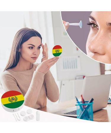 Bolivia Flag Contact Lens Case - Portable Travel Box with Mirror for Convenient Lens Storage - Buy Online on GoSupps.com