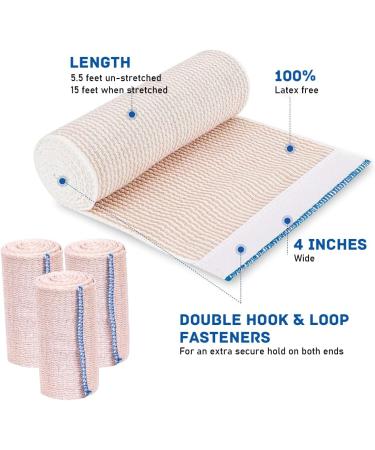 Elastic Bandage Wrap 6 Pack - Latex Free 4" Compression Bandages for Sprains & Injuries | International Shipping Available - Buy Online on GoSupps.com