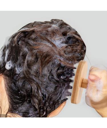 Shengxi Shampoo Brush - Bamboo & Gua Sha Wood Scalp Massager | Silicone Hair Washing Brush for Growth & Care - Buy Online on GoSupps.com
