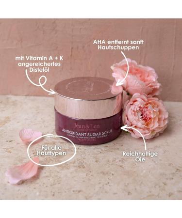 Jean & Len Antioxidant Sugar Scrub Peony & Lychee - Paraben & Silicone Free Exfoliating Scrub with Rich Oils | 200ml Fragrant Skincare - Buy Online on GoSupps.com