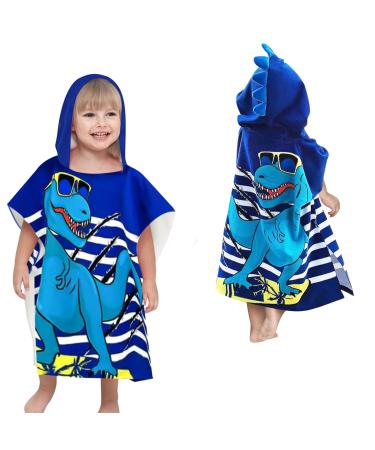 Supgomax hood bathing poncho child poncho towel baby hoods beach towels cartoon absorbent children beach towel child bath towel with hood for beach swimming shower (blue dinosaurs))