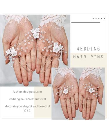 Unicra Silver Rhinestone Bride Wedding Hair Pins - Pack of 5 | Bridal Hair Pieces Prom Clips for Women and Girls - Buy Online on GoSupps.com