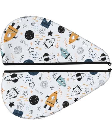 Cartoon Planets Microfiber Hair Towel - Soft Super Absorbent Hair Wrap for Women | Quick Dry Coral Velvet Cap for Long Curly & Thick Hair - Buy Online on GoSupps.com