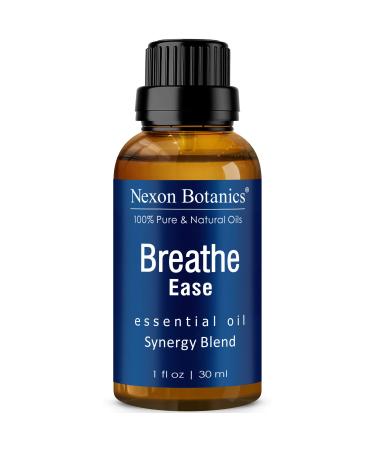 Breathe Essential Oil Blend 30 ml - Pure, Natural Breath Easy Essential Oil from Eucalyptus, Peppermint, Rosemary, Niaouli - Helps Ease Sinus, Colds, Cough, and Congestion - Nexon Botanics 1 Fl Oz (Pack of 1)