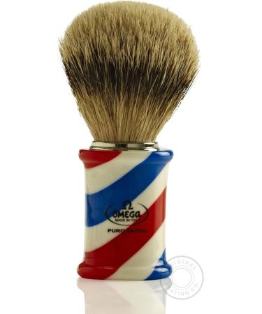 Omega 6735 Beard Brush in Clay - Tricolor Resin Barber Pole | Premium Quality Grooming Tool for Men - Buy Online on GoSupps.com