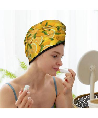 Buy Hair Towel Wrap - Quick Drying Towel Turban with Button (Yellow Limes) | International Shipping Available - Buy Online on GoSupps.com