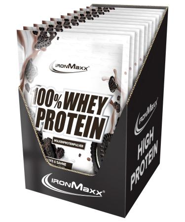 IronMaxx 100% Whey Protein Powder - Cookies and Cream 10 x 30g sachets | reduced sugar water soluble whey protein powder | many different flavours