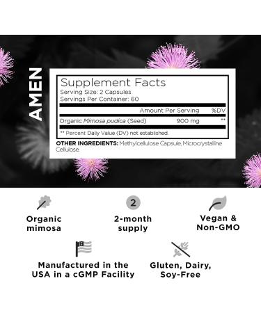 Organic Mimosa Pudica Seed Capsules - 2 Month Supply - Vegan Supplement - Non-GMO - 120 Capsules - Buy Online on GoSupps.com