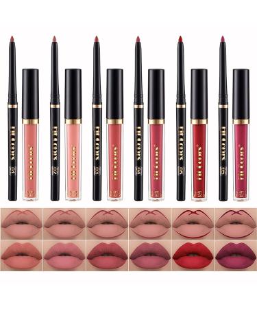 KIMIEYE 6Pcs Lip Liner + Matte Liquid Lipstick Set - Long Lasting, Waterproof, High Pigmented Makeup Gift Set for Women - Buy Online on GoSupps.com