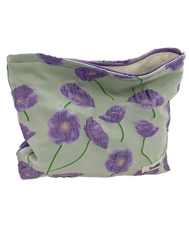 Cosmetic Pouch, Makeup Bags with Zipper,Travel Toiletry Organizer,Large Capacity Canvas Makeup Bags,Portable Pencil Case for Women Men Girls Gifts (Purple Flower) purple-flower