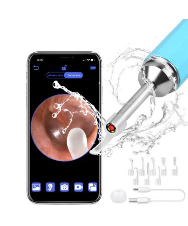 Ear Wax Removal Tool with Light  1080P WiFi Ear Cleaner Camera with 8 Pcs Ear Set  Wateproof Ear Wax Remover Compatible with iPhone and Android (Blue)