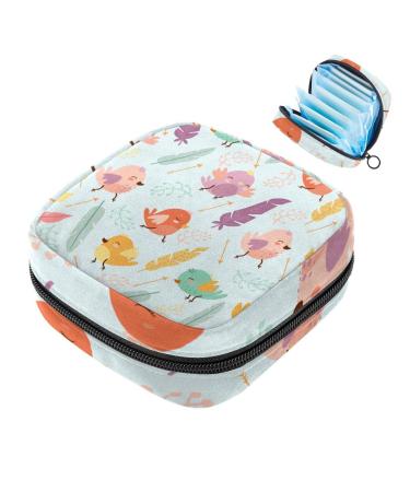 Women bands storage bag menstrual cup pocket girl travel big capacity make-up women bandage organizer birds & feathers color 4
