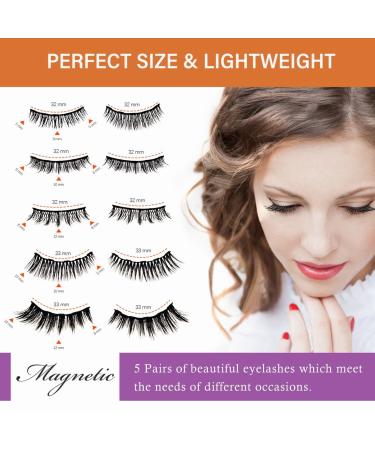 Magnetic Eyelashes with Eyeliner Kit - 5 Reusable Natural Looking Lashes - No Glue Needed - Buy Online on GoSupps.com
