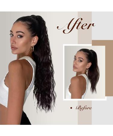 65 cm Fine Long Braid Ponytail Extension - Wavy Curly Chestnut Brown & Ash Blonde - Natural Clip-In Art Hair - Buy Online on GoSupps.com