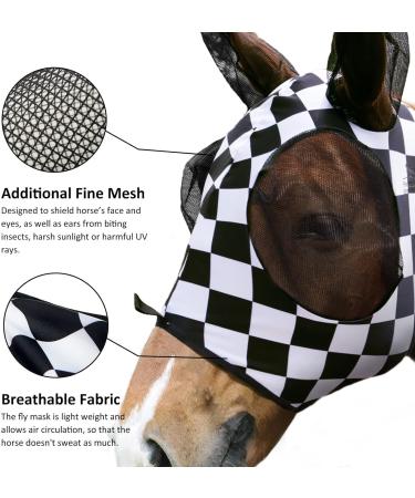 Harrison Howard Super Comfort Stretchy Fly Mask | Large Eye Space UV Protection & Breathability - M & Medium Caro Printing - Buy Online on GoSupps.com