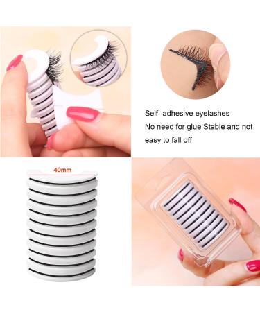 Chlffua 4 Pairs Reusable Self-Adhesive False Eyelashes No Glue or Eyeliner Needed Natural Thick 3D Curling Fake Lashes Easy to Wear Waterproof - Buy Online on GoSupps.com