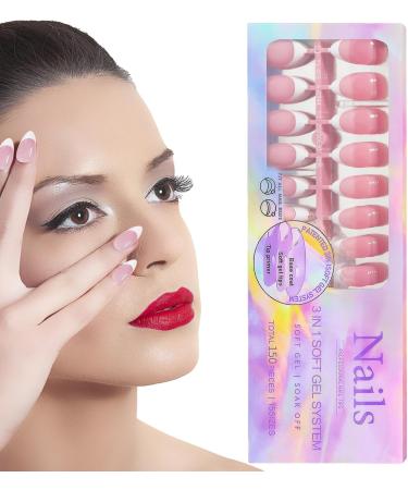 White French Tip Press on Nails | Artificial Full French Nails for Women - Beauty Products for Home Wedding Dating Gathering Traveling Pochy 05 - Buy Online on GoSupps.com