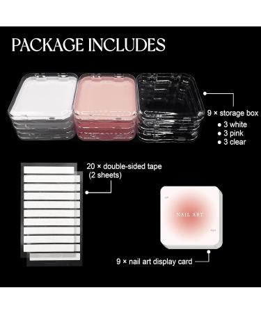 9Pcs Press On Nail Storage Box | Acrylic Display Case & Fake Nails with Adhesive Tape - Perfect for Home Salon & Nail Art - Buy Online on GoSupps.com