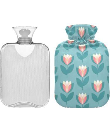 NAANLE 2L Hot Water Bottle with Tulip Flowers Cover - Perfect for Pain Relief Hand & Foot Warmer Neck & Back Therapy | Transparent Heat Bottle - Buy Online on GoSupps.com