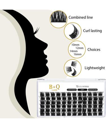 Cluster Lashes C-10mm 72 Clusters B&Q | Mega Volume DIY Eyelash Extensions | Soft Fluffy C D Curl Individual Lash Clusters - Buy Online on GoSupps.com
