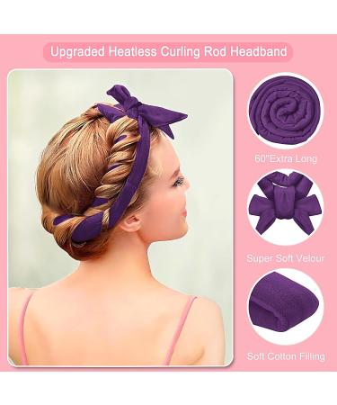 Heatless Curling Rod Headband - Upgrade 60 Long Soft Hair Curlers for No Heat Curls | Sleep-In Hair Rollers (Purple) - International Shipping Available - Buy Online on GoSupps.com