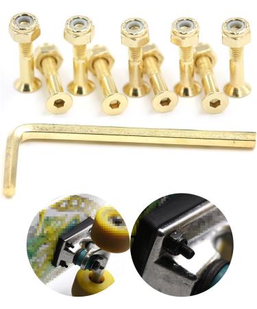 Skateboard Hardware 9PCS Bolts Set Deck Mounting Screws Nuts Hex Key Skate Parts Outfits Color Fasteners Longboard Cruiser Best Mounting Parts Silver Golden Green 1 1/4" 1" 7/8" Golden 1.0 Inches - Buy Online on GoSupps.com