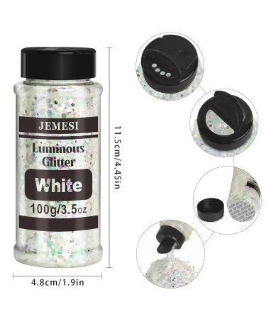 Jemesi Luminous Sequins White 100g Opal Chunky Glitter for Nails Makeup Hair & Body | Shimmering Glitz for DIY Beauty & Crafts - Buy Online on GoSupps.com