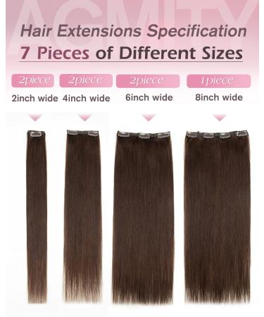 Agmity 100% Real Hair Clip-In Extensions - 45cm Dark Brown 7 Pieces 120g Seamless Remy Hair - Buy Online on GoSupps.com
