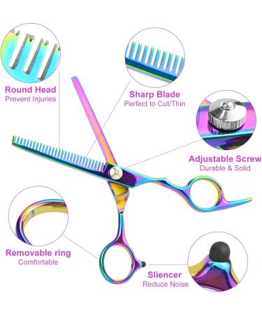 13Pcs Scissors Hair Hairdressing Professional Shears Set Thinning Cutting Clip Comb Stainless Steel Cut Pouch Kit Salon Barber Women Men Kids Black (Purple) - Buy Online on GoSupps.com