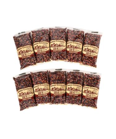 Amish Country Popcorn  10 (4 Ounce Bags) Red Kernels  Old Fashioned with Recipe Guide
