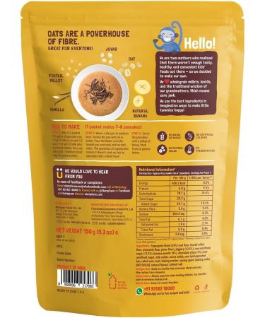 Slurrp Farm Instant Breakfast Millet Pancake Mix Banana Choco-Chip Supergrains And Chocolate Natural And Healthy Food 100% Vegetarian Eggless Healthy Breakfast for Kids & Adults 150g (Pack Of 2) - Buy Online on GoSupps.com