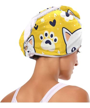 Super Absorbent Cartoon Cat Face & Paw Hair Towel 2 Pack | Quick Dry Hair Turbans for Women & Girls - Buy Online on GoSupps.com