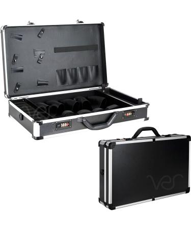 VER Beauty Barber Case Hair Tool Organizer Lightweight & Portable Aluminium Finish Durable Cosmetology Supplies NumLock Security Roomy Interior for Hair Clippers & Shears (Silver Trimming)