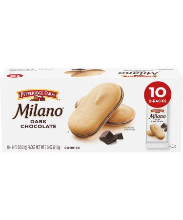 Pepperidge Farm Milano Cookies, Dark Chocolate, 10 Packs, 2 Cookies per Pack Dark Chocolate 2 Count (Pack of 10)
