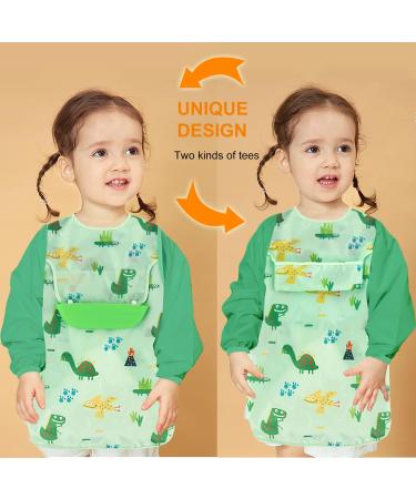 Discoball Waterproof Baby Bib with Sleeves - Silicone Pocket, Unisex Dribble Bib for Infant Toddler 6M-3Y (Blue) - Buy Online on GoSupps.com