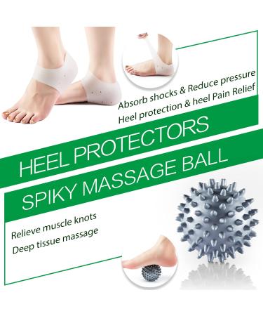 Plantar Fasciitis Relief Kit: Compression Sleeves, Heel Cups, Arch Supports, Gel Inserts & Massage Ball - L-XL - Buy Online on GoSupps.com