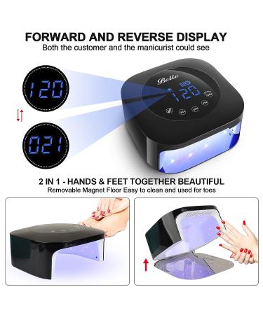 54W Belle Cordless UV LED Nail Lamp: Touch Control, Sensor Timer, Rechargeable Gel Nail Dryer for Salon & Home - Black - Buy Online on GoSupps.com