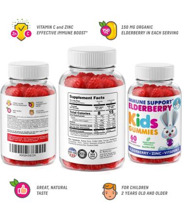 Elderberry Gummies for Kids and Magnesium 200 mg Gummies Sugar-Free - Healthy Immune System Booster and Health Support with Elderberries Extract with Magnesium Calm Chews for Kids & Adults Sugar-Free - Buy Online on GoSupps.com