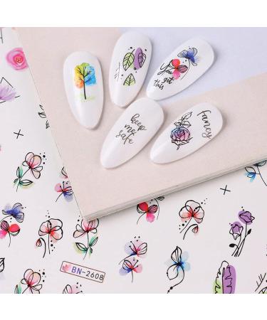 Ruziister 12-Piece Geometry Line Blum-Leaf Nail Art Stickers | Colorful Water Transfer & Graffiti Nail Design Decor - Buy Online on GoSupps.com