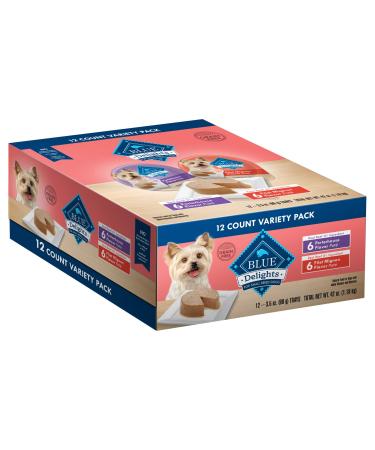 Blue Buffalo Delights Natural Adult Small Breed Wet Dog Food Cups, Pate Style, 3.5-oz Cups Filet Mignon & Porterhouse 3.5 Ounce (Pack of 12)
