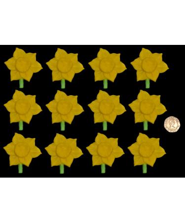 12 x Edible 3D Yellow Daffodils 20 colours toppers decorations cake (Yellow) - Buy Online on GoSupps.com